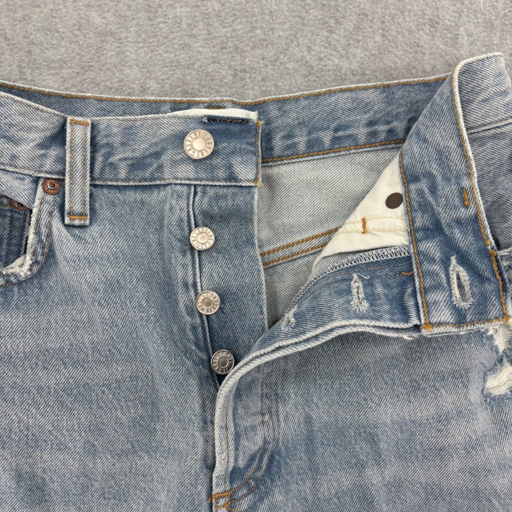 AGOLDE Dee Short Womens 26 Blue Distressed High Rise Button Fly Denim Cutoffs - Picture 7 of 10